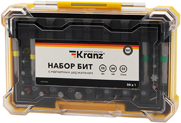 набор бит Kranz KR-92-0462 с магнитным держателем - кейс в закрытом виде