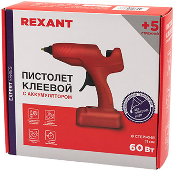 пистолет клеевой аккумуляторный Rexant 12-1553 - упаковка