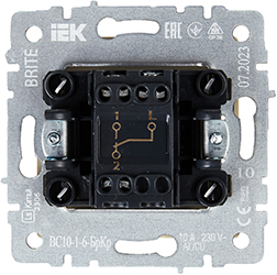 выключатель 1-клавишный проходной IEK ВС10-1-6-БрКр Brite - вид с тыльной стороны