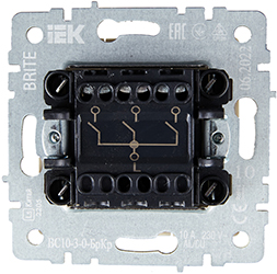 выключатель 3-клавишный IEK ВС10-3-0-БрКр Brite - вид с тыльной стороны