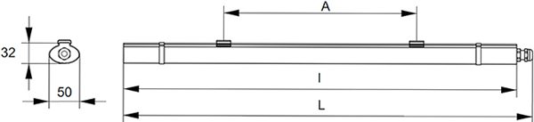 линейный led светильник Generica ДСП 1108 - размеры