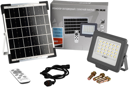 led прожектор Jazzway PFL SOLAR 50 6500K IP65 с солнечной панелью - комплект