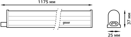 led светильник Gauss Fito LED TL 15Вт - размеры