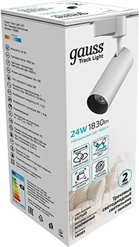 led светильник трековый 1-фазный Gauss TR085 белый - упаковка