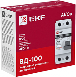 выключатель дифференциальный (УЗО) ВД-100 2Р 4,5кА EKF - упаковка