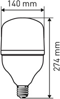 led лампа STD LED Power T140-85W-4000-E27/E40 "Эра" - размеры