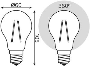 led лампа Gauss Filament 102802110 - размеры