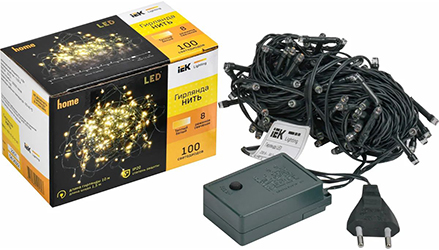 led гирлянда-нить IEK LGDB110-1-100-10-G-S-20 - внешний вид + упаковка