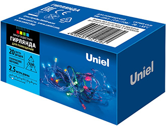 led гирлянда Uniel ULD-S0250-020/STA Multi IP20 - упаковка