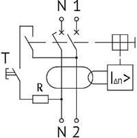 выключатель дифференциального тока (УЗО) ВД1-63 2-полюсный - схема электрическая