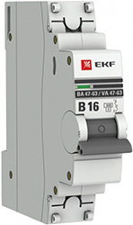 автоматический выключатель EKF 1Р 16А (В) 4,5кА ВА47-63 PROxima - внешний вид