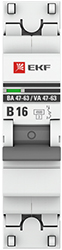 автоматический выключатель EKF 1Р 16А (В) 4,5кА ВА47-63 PROxima - внешний вид