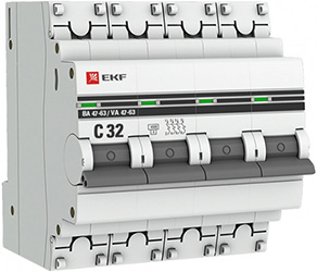 автоматический выключатель EKF 4Р 32А (С) 4,5кА ВА47-63 PROxima - внешний вид