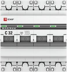 автоматический выключатель EKF 4Р 32А (С) 4,5кА ВА47-63 PROxima - внешний вид