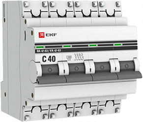 автоматический выключатель EKF 4Р 40А (С) 4,5кА ВА47-63 PROxima - внешний вид
