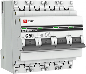 автоматический выключатель EKF 4Р 50А (С) 4,5кА ВА47-63 PROxima - внешний вид