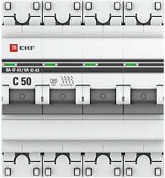 автоматический выключатель EKF 4Р 50А (С) 4,5кА ВА47-63 PROxima - внешний вид