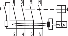 выключатель дифференциальный (УЗО) ВД-100 4P EKF электромеханический - схема подключения