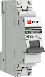 автоматический выключатель EKF 1Р 25А (В) 4,5кА ВА47-63 PROxima - внешний вид