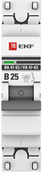 автоматический выключатель EKF 1Р 25А (В) 4,5кА ВА47-63 PROxima - внешний вид