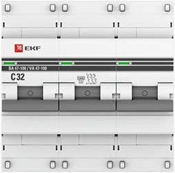 автоматический выключатель ВА 47-100 EKF 3Р 32А 10кА С - внешний вид