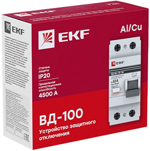 выключатель дифференциальный (УЗО) ВД-100 2Р EKF - упаковка