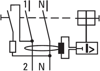 выключатель дифференциальный (УЗО) ВД-100 2P EKF электромеханический - схема подключения