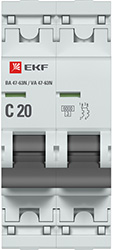 выключатель автоматический ВА 47-63N 2P 20А 6кА С EKF - внешний вид