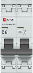 выключатель автоматический ВА 47-63N 2P 6А 6кА С EKF - внешний вид
