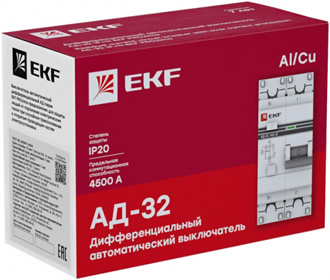 дифавтомат АД-32 1P+N тип АС 4,5кА EKF - упаковка