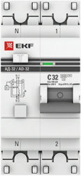 дифавтомат АД-32 1P+N 32А/100мА тип АС 4,5кА EKF - внешний вид