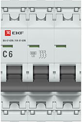 выключатель автоматический ВА 47-63N 3P 6А 6кА С EKF - внешний вид