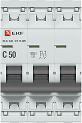 выключатель автоматический ВА 47-63N 3P 50А 6кА С EKF - внешний вид