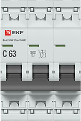 выключатель автоматический ВА 47-63N 3P 63А 6кА С EKF - внешний вид