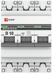 автоматический выключатель EKF 3Р 10А (D) 4,5кА ВА47-63 PROxima - внешний вид