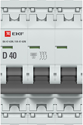 выключатель автоматический ВА 47-63N 3P 40А 6кА D EKF - внешний вид