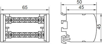 шина N в корпусе (кросс-модуль) EKF sn0-2x7 - размеры