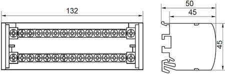 шина N в корпусе (кросс-модуль) EKF sn0-2x15 - размеры
