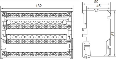 шина N в корпусе (кросс-модуль) EKF sn0-4x15 - размеры