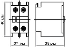 приставка контактная ПК03-02 DEKraft (2 контакта)лицевой установки - размеры