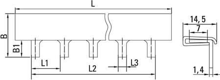 шина соединительная PIN 1Р 63А EKF - размеры