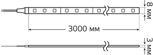 led лента 3 м Gauss Basic (SMD 2835, 12 В, 9,6 Вт/м, IP20) - размеры