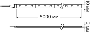 led лента 5 м Gauss Elementary (SMD 5050, 12 В, 14,4 Вт/м, IP66) - размеры