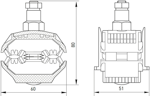 зажим ответвительный прокалывающий P3X-95 EKF - размеры