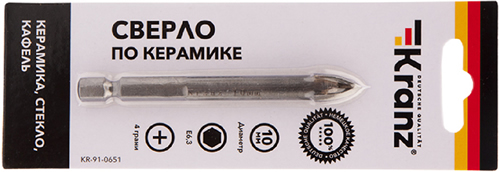 сверло по стеклу и керамике Kranz KR-91-0651 - упаковка