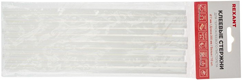 стержни клеевые d 7мм х 200мм Rexant 09-1105 белые - упаковка 10 шт.