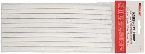 стержни клеевые d 11мм х 270мм Rexant 09-1277 белые - упаковка 10 шт.