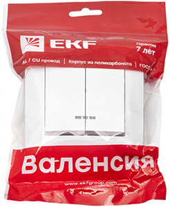 выключатель 2-клавишный EKF EWV10-123-10 "Валенсия" - упаковка