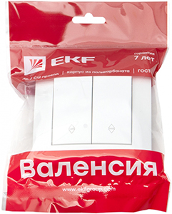 переключатель 2-клавишный EKF EWV10-027-10 "Валенсия" - упаковка