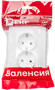 розетка 2-местная EKF EWR16-128-10 "Валенсия" - упаковка